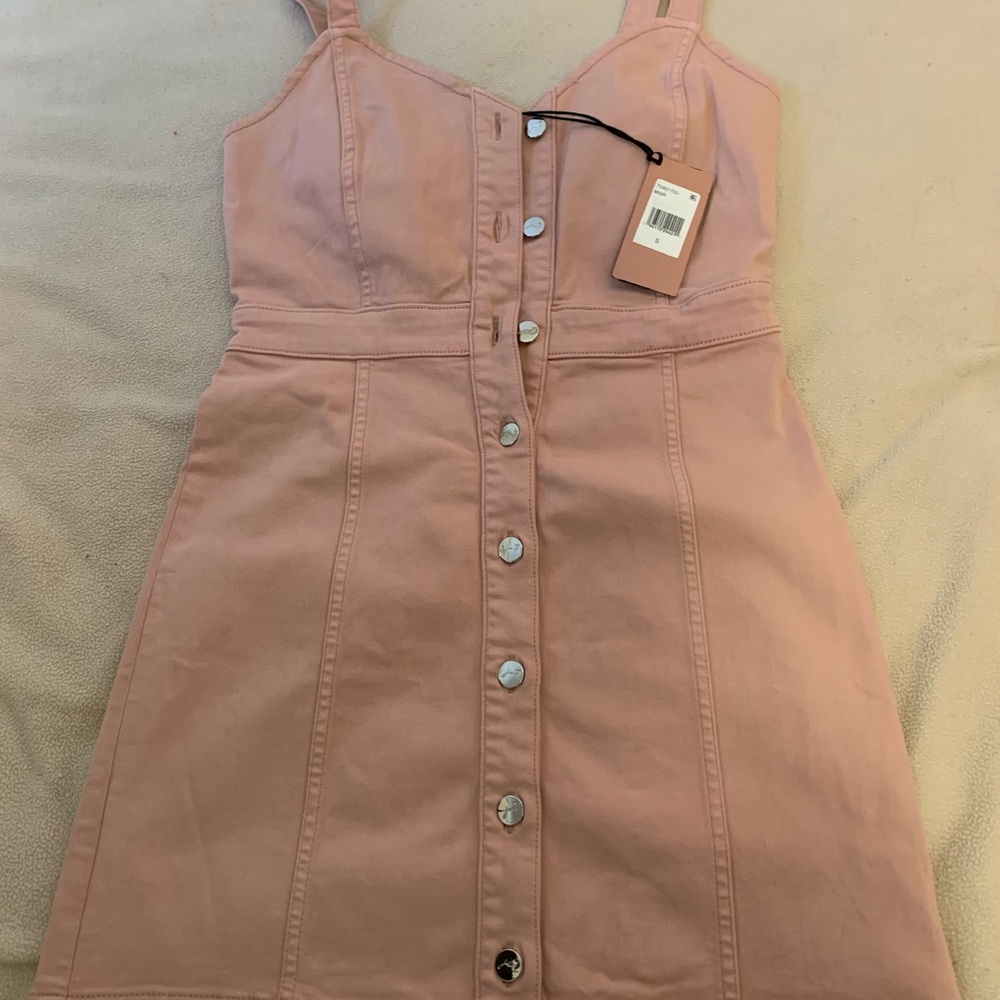 7 For All Mankind Pink Denim Mini Dress